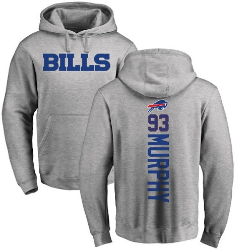 Men NFL Buffalo Bills #93 Trent Murphy Ash Backer Pullover Hoodie Sweatshirt